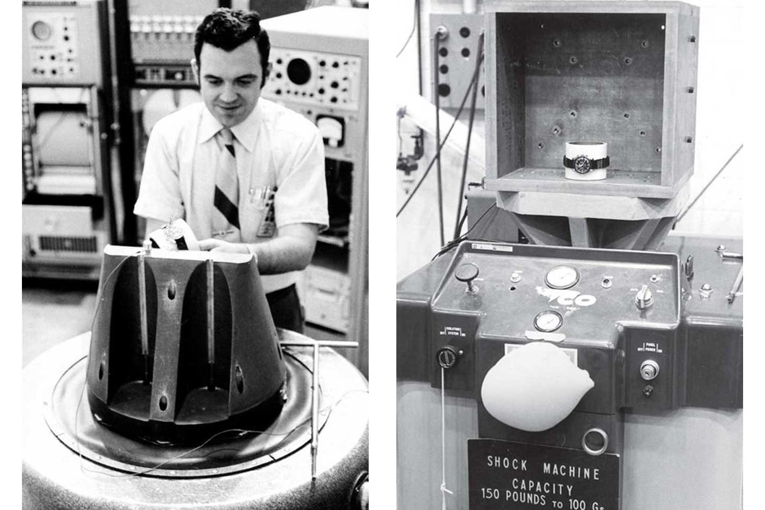 NASA’s test engineer, Jim Ragan putting the Speedmaster through its paces at NASA