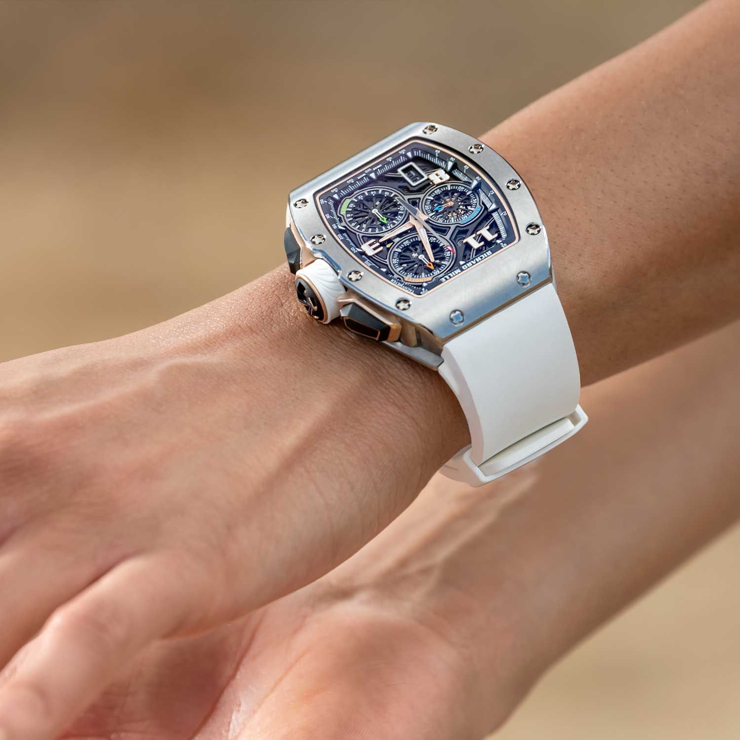 The RM 72-01 Lifestyle Chronograph on the wrist in titanium
