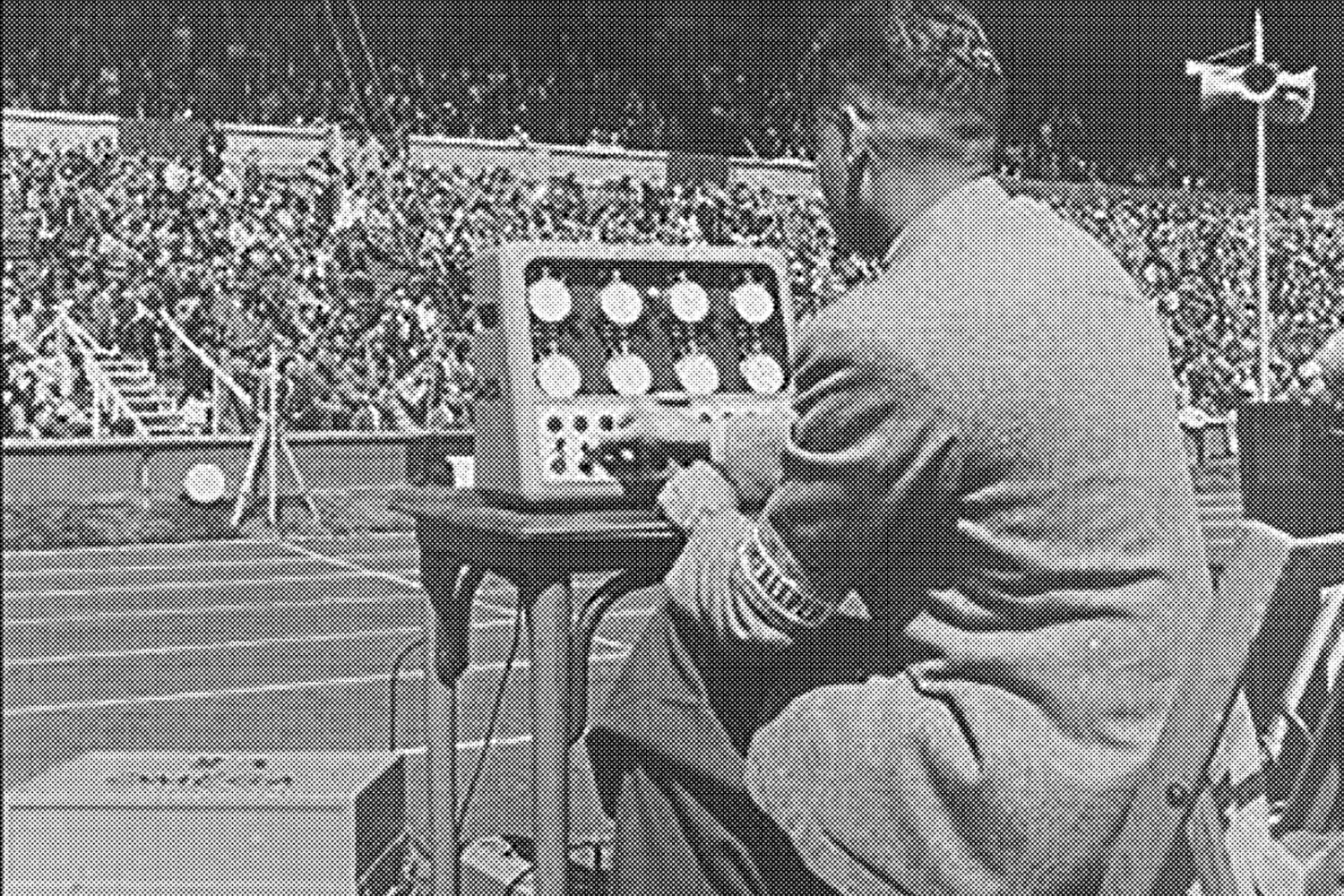 During 1932 LA Olympics, a timing board with eight Omega split-seconds pocket chronographs that was used to time track & field events