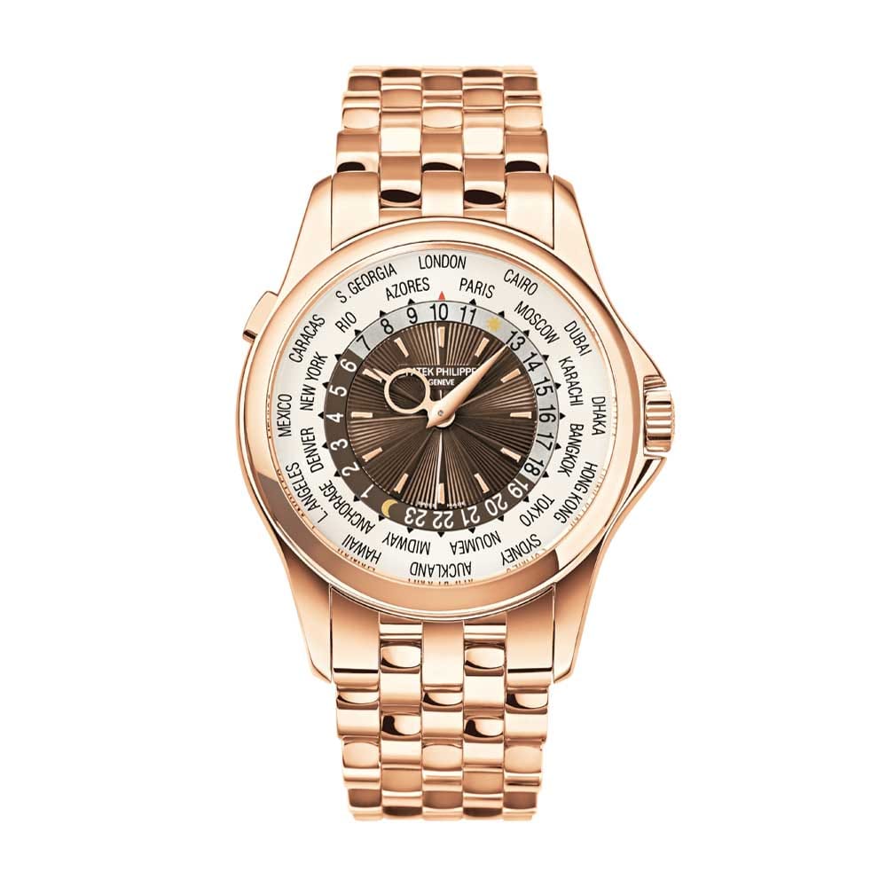 The ref. 5130/1R-001 launched in 2012 features a brown dial combined with a rose gold brick bracelet