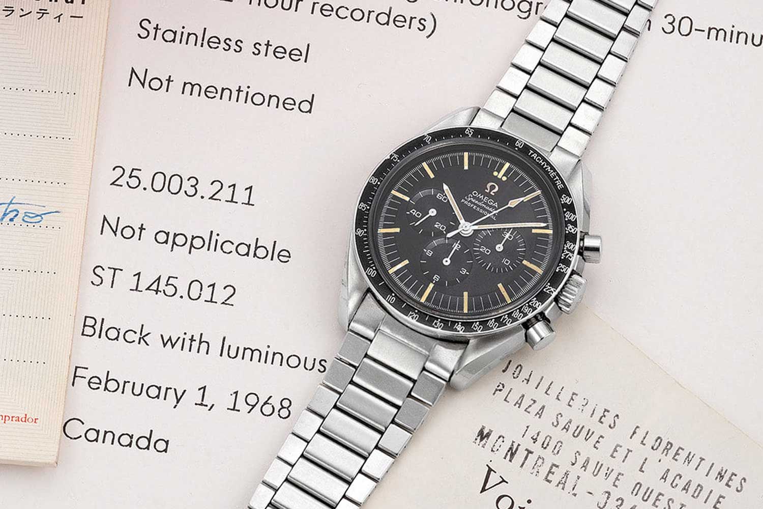 A excellent example of the Speedmaster ref. 145.012 sold by Phillips Watches at their July 2020 Hong Kong auction (philllips.com)