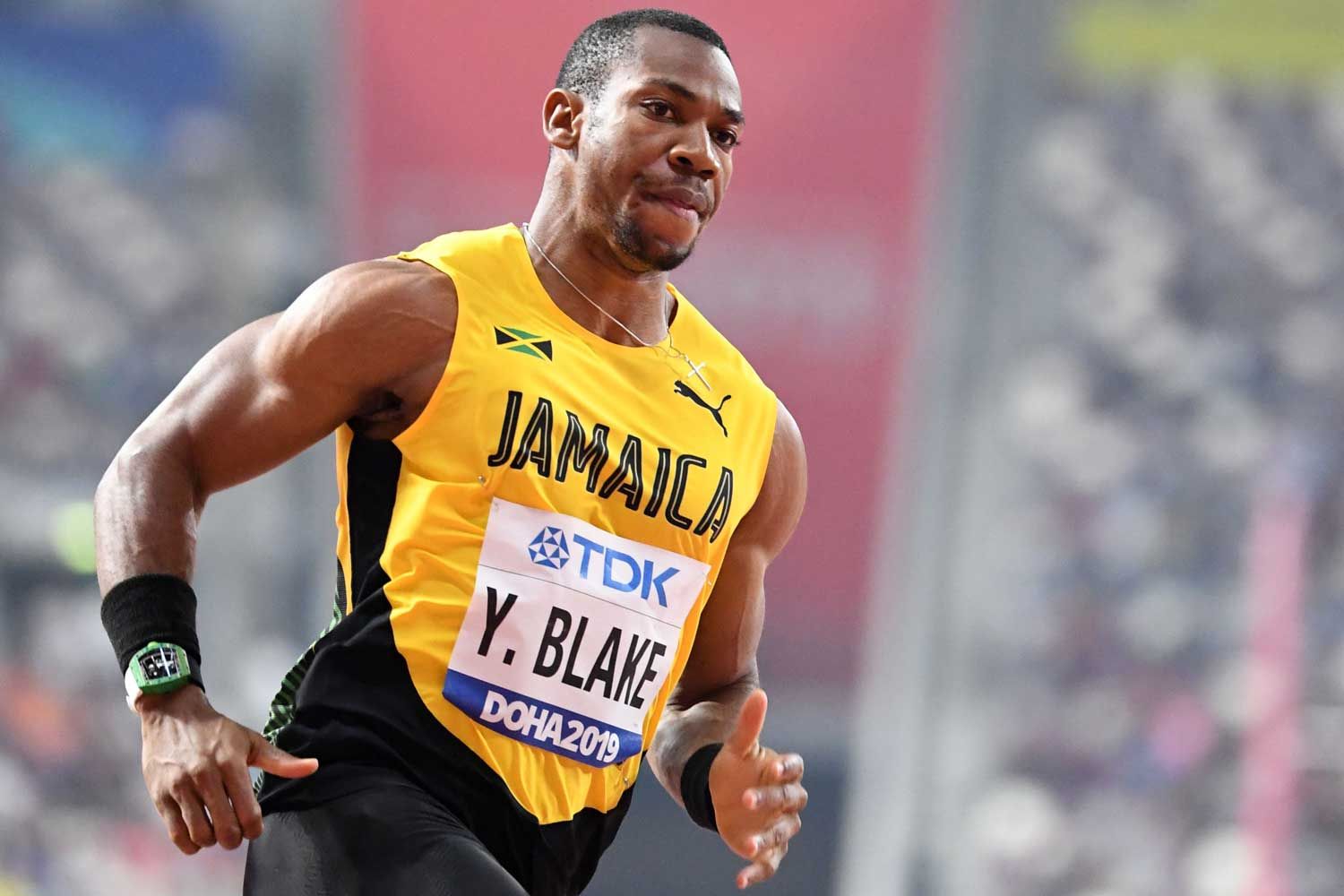 Jamaica's Yohan Blake competes in the Men's 100m heats at the 2019 IAAF World Athletics Championships at the Khalifa International stadium in Doha on September 27, 2019. (Photo by Jewel SAMAD / AFP) (Photo credit should read JEWEL SAMAD/AFP via Getty Images)