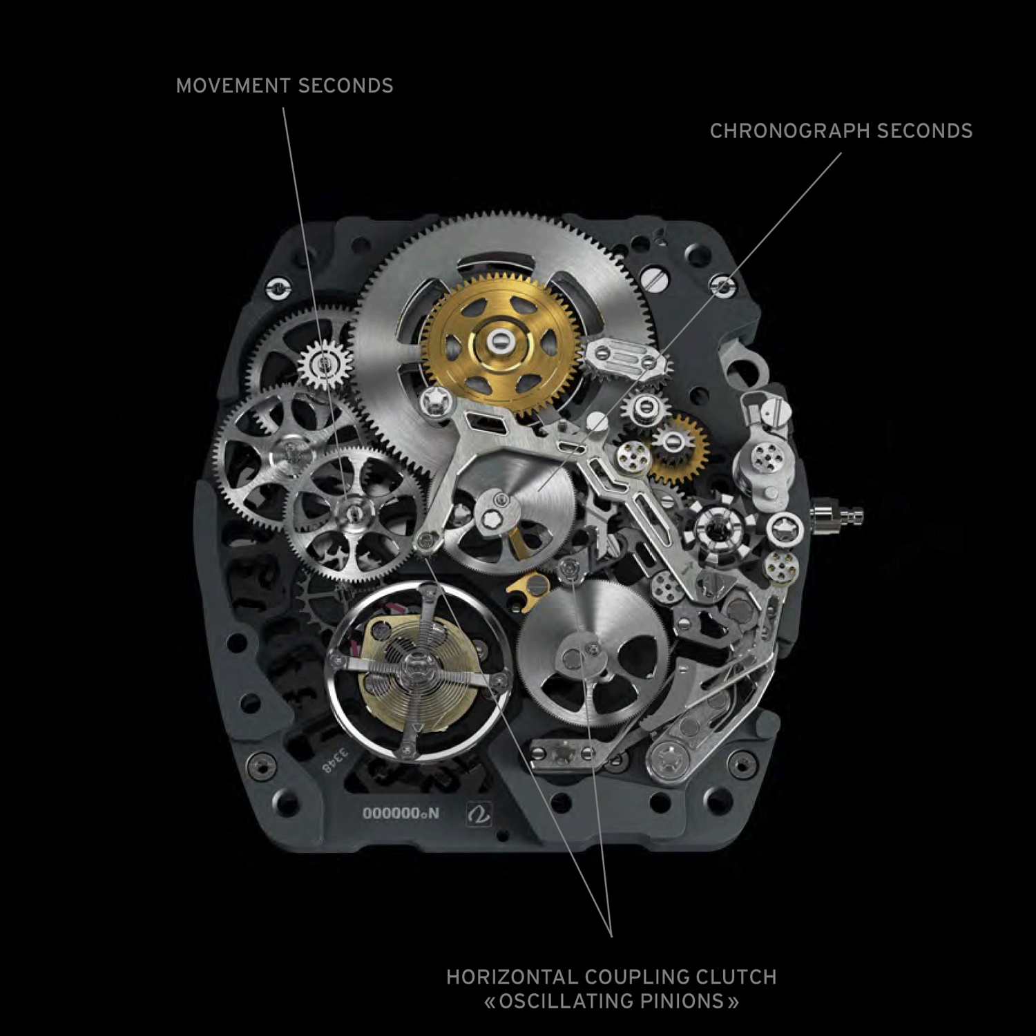 Tthe calibre CRMC1 is he first chronograph in the world with two oscillating pinions incorporated